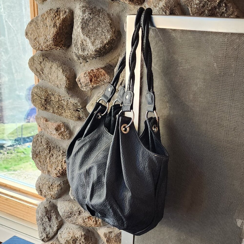 Payless Shoe Source Vegan Leather Black Shoulder Bag - Picture 6 of 16